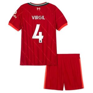Fotballdrakter Liverpool Virgil 4 Barn Hjemmedraktsett 2021-2022