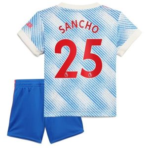 Fotballdrakter Manchester United Sancho 25 Barn Bortedraktsett 2021-2022