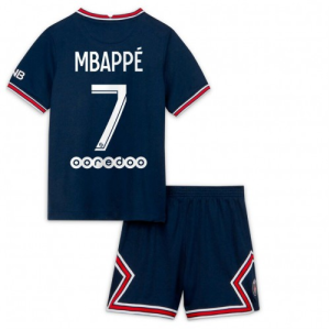 Fotballdrakter Paris Saint-Germain Kylian Mbappé 7 Barn Hjemmedraktsett 2021-2022