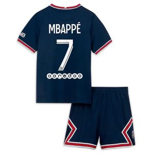Fotballdrakter Paris Saint Germain PSG Mbappé 7 Barn Hjemmedrakt 2021-2022